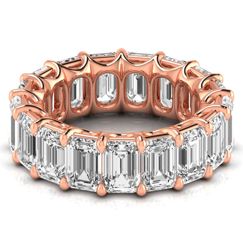 Emerald Cut Lab Diamonds Eternity Ring Wedding Band 14K Rose Gold (12.00ct)