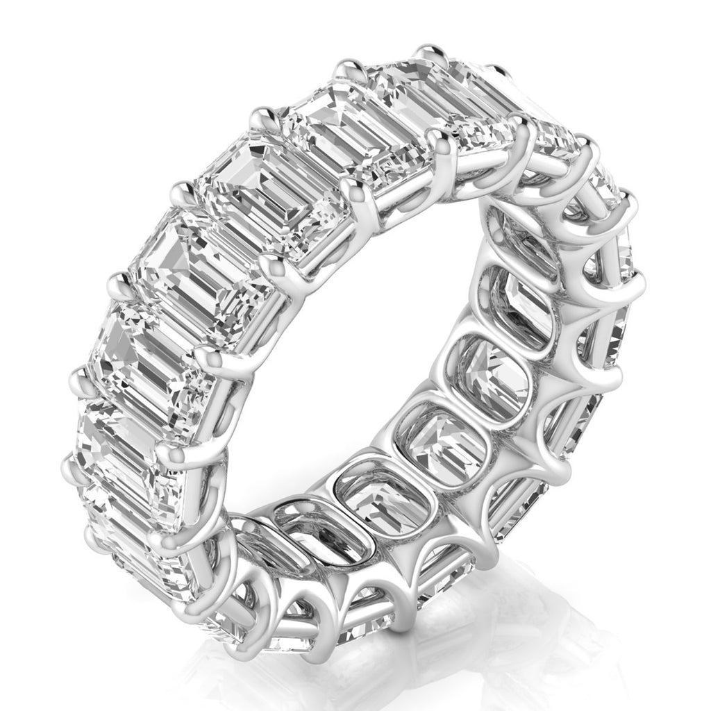 Emerald Cut Lab Diamonds Eternity Ring Wedding Band 14K White Gold (12.00ct)