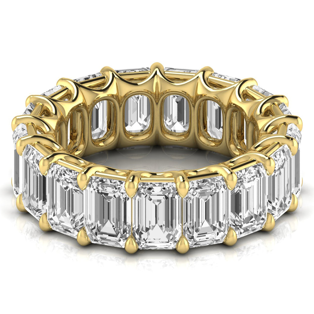 Emerald Cut Diamonds Eternity Ring Wedding Band 14K Yellow Gold (12.00ct)