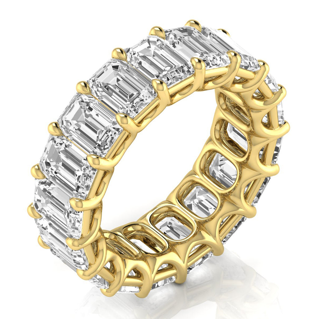 Emerald Cut Diamonds Eternity Ring Wedding Band 14K Yellow Gold (11.98ct)