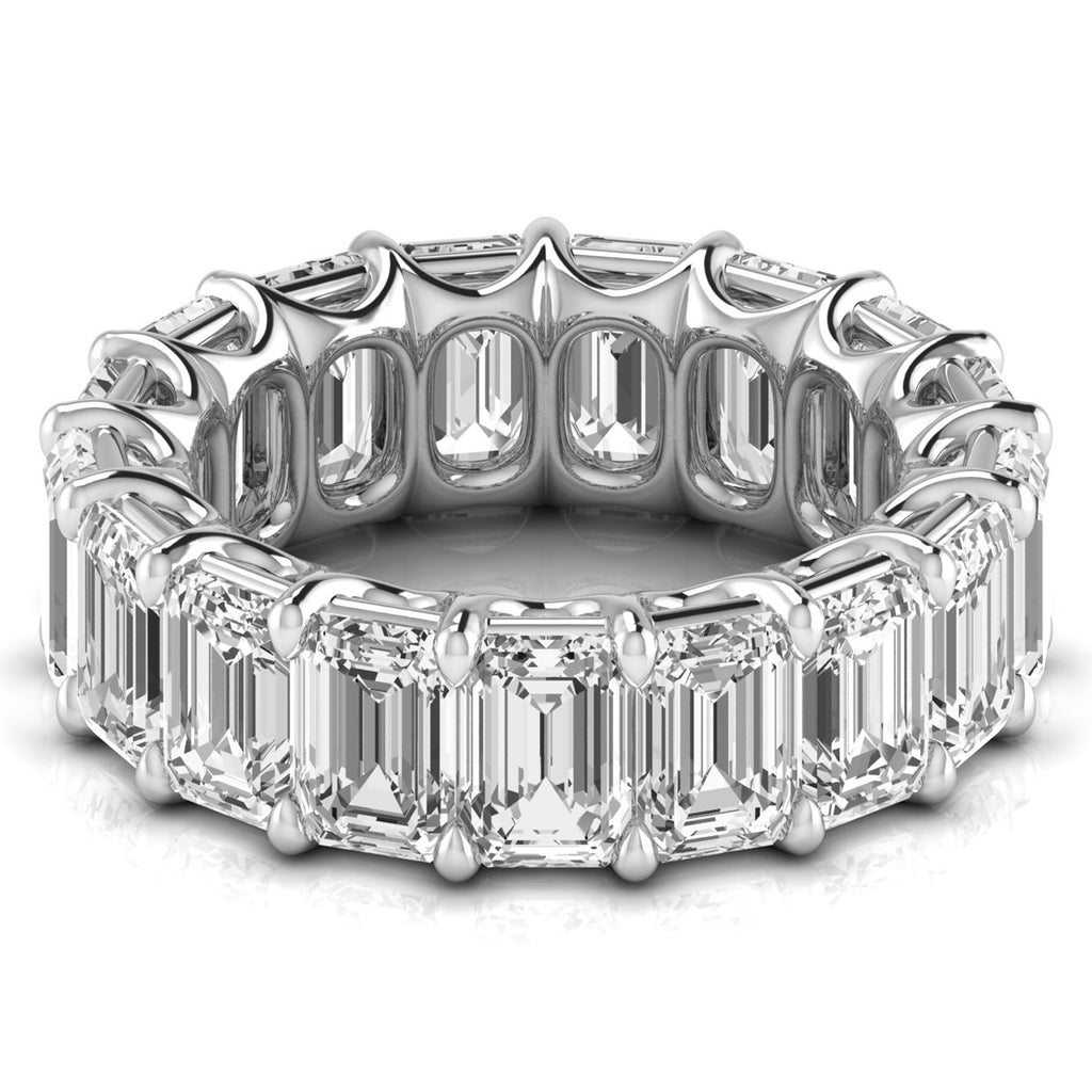 Emerald Cut Diamonds Eternity Ring Wedding Band 18K White Gold (12.00ct)