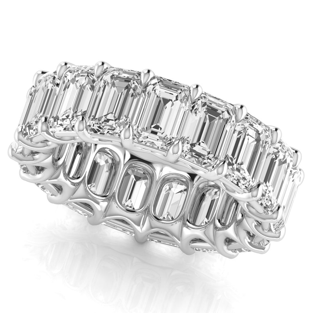 Emerald Cut Diamonds Eternity Ring Wedding Band 18K White Gold (12.00ct)