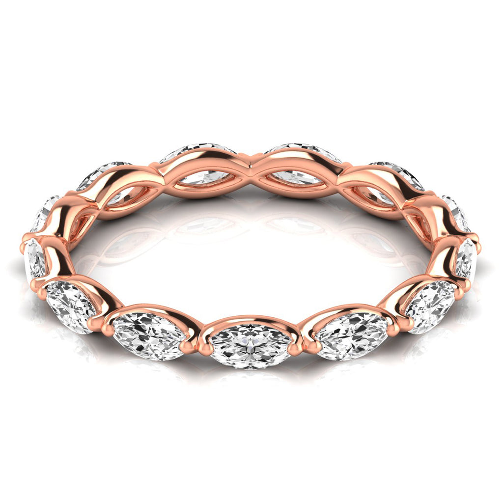 Marquise Cut Diamonds Eternity Ring Wedding Band 18K Rose Gold (1.17ct)