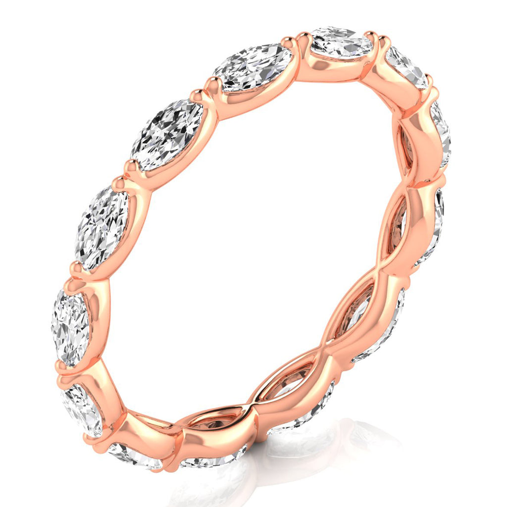 Marquise Cut Diamonds Eternity Ring Wedding Band 18K Rose Gold (1.17ct)