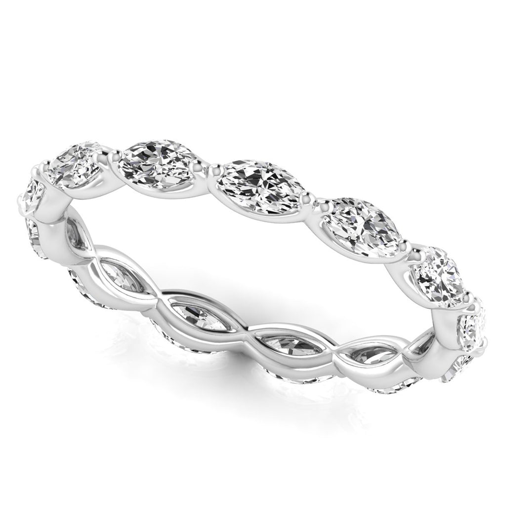Marquise Cut Diamonds Eternity Ring Wedding Band 18K White Gold (1.17ct)