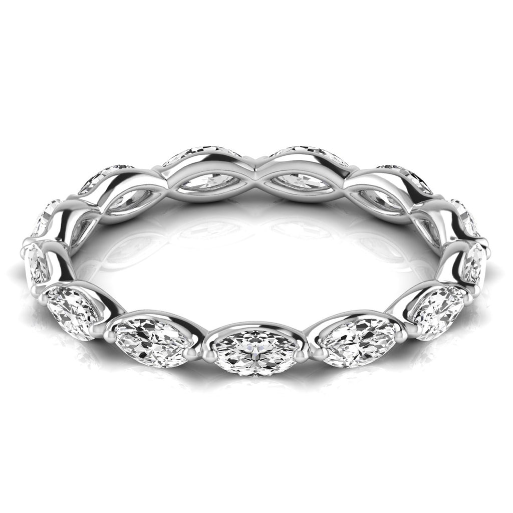 Marquise Cut Diamonds Eternity Ring Wedding Band 18K White Gold (1.17ct)