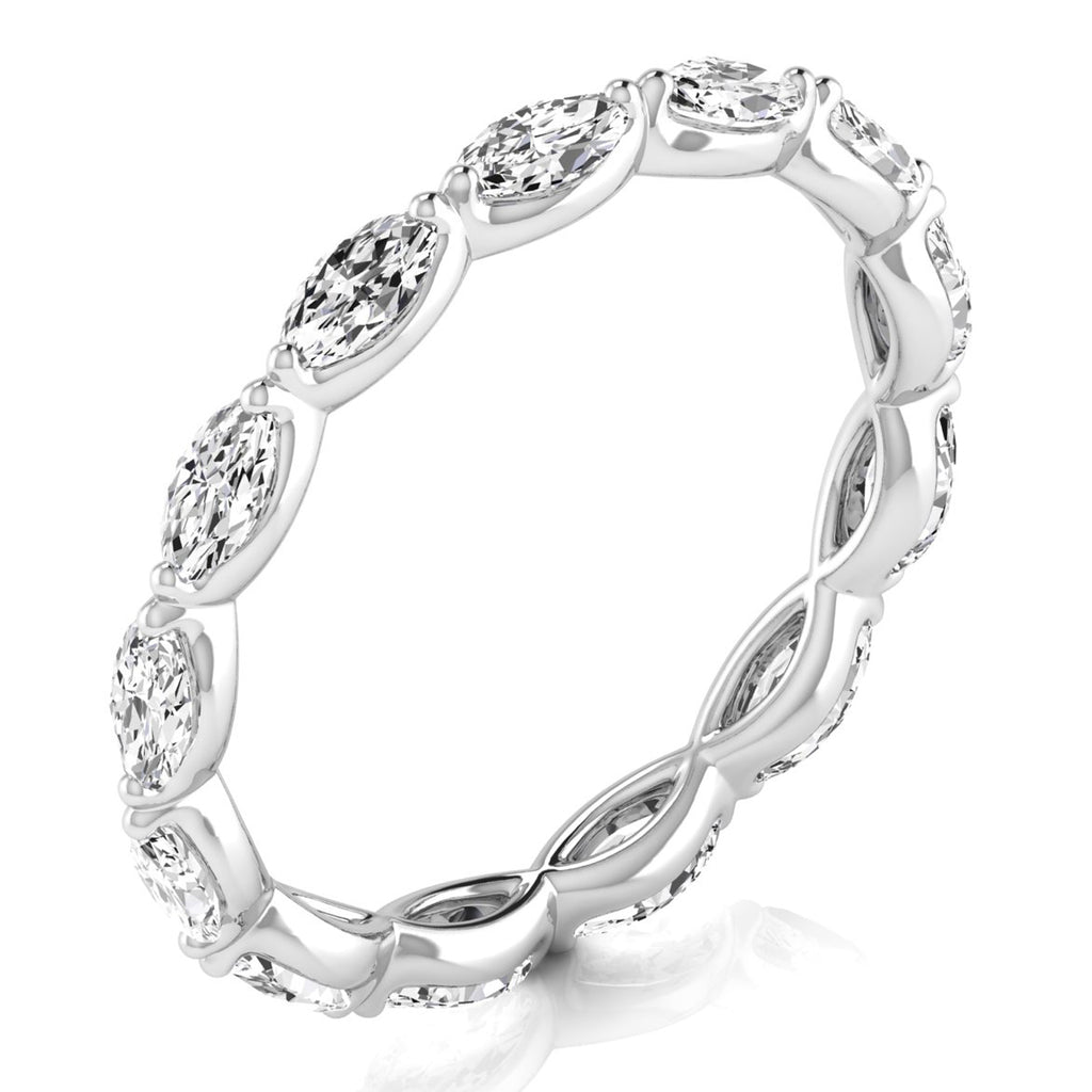 Marquise Cut Diamonds Eternity Ring Wedding Band 18K White Gold (1.17ct)