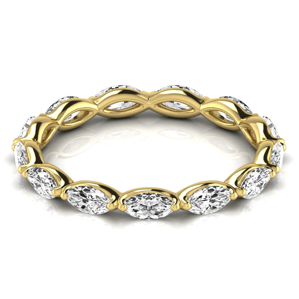 Marquise Cut Lab Diamonds Eternity Ring Wedding Band 18K Yellow Gold (1.17ct)