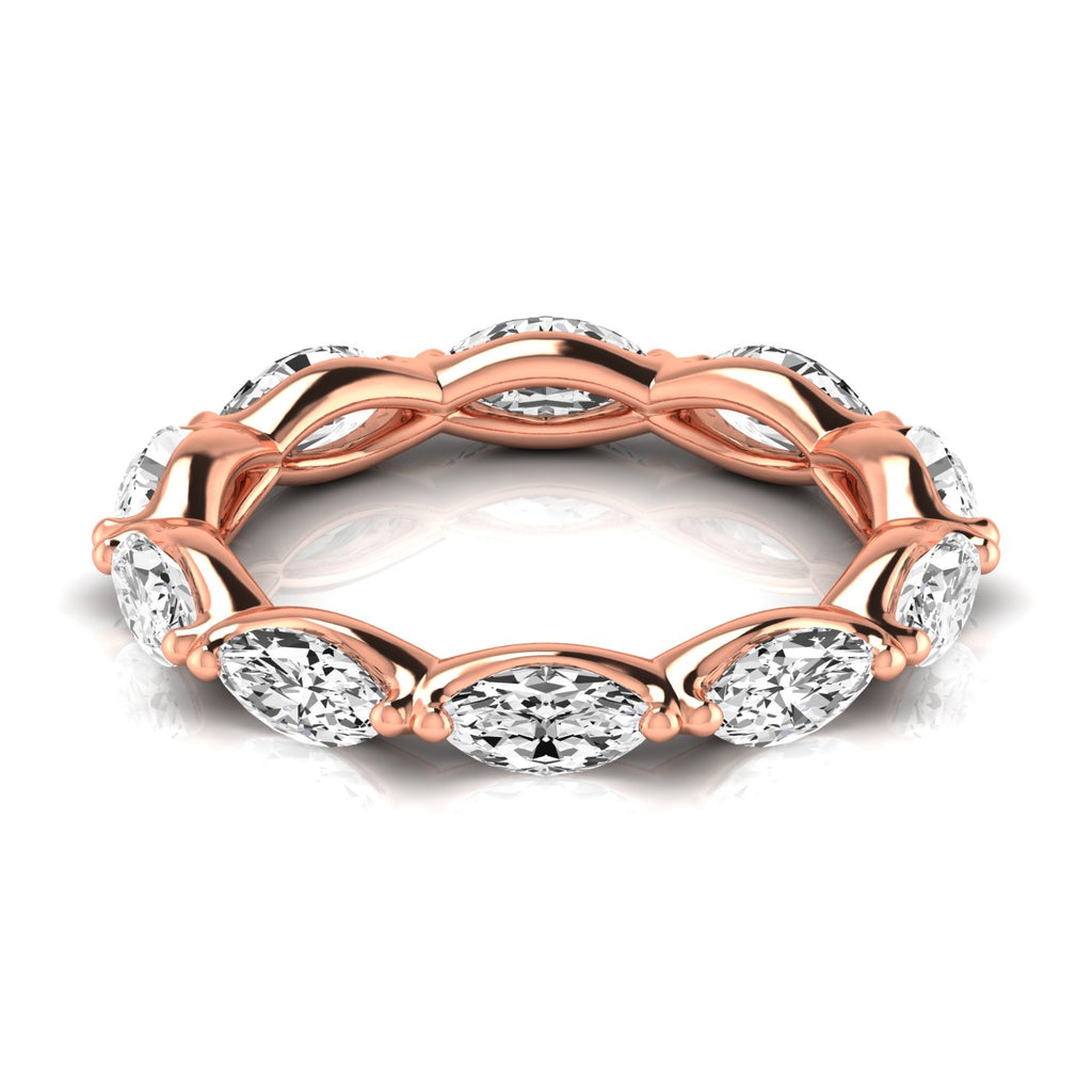 Marquise Cut Lab Grown Diamonds Eternity Ring Wedding Band 14K Rose Gold (2.35ct)