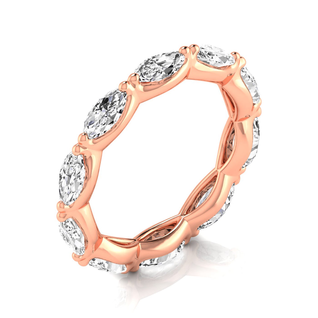 Marquise Cut Lab Grown Diamonds Eternity Ring Wedding Band 14K Rose Gold (2.35ct)