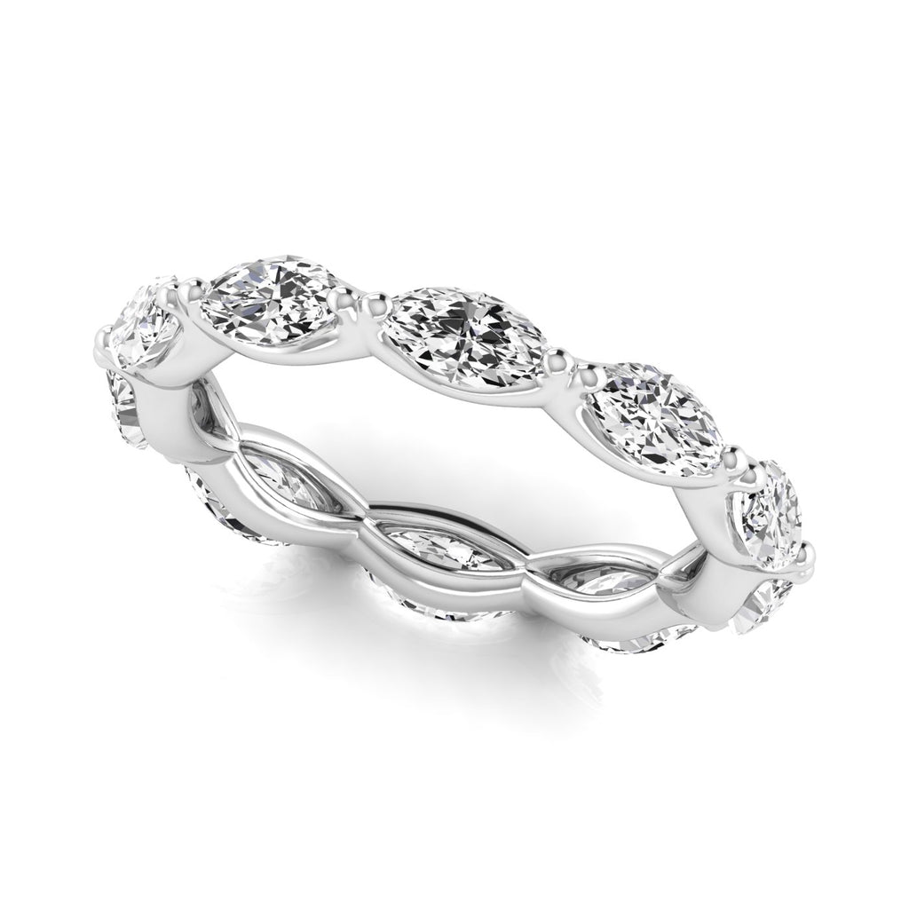 Marquise Cut Lab Grown Diamonds Eternity Ring Wedding Band 14K White Gold (2.35ct)