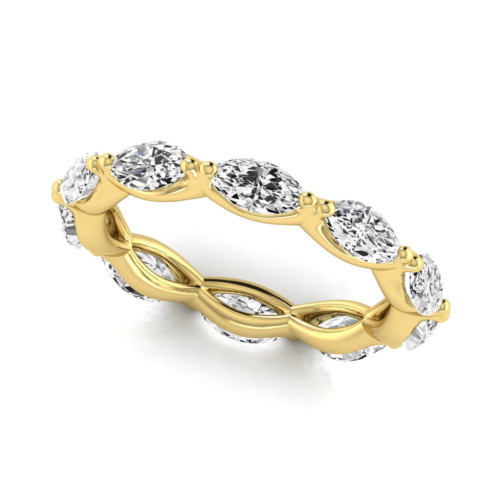 Marquise Cut Lab Grown Diamonds Eternity Ring Wedding Band 14K Yellow Gold (2.35ct)