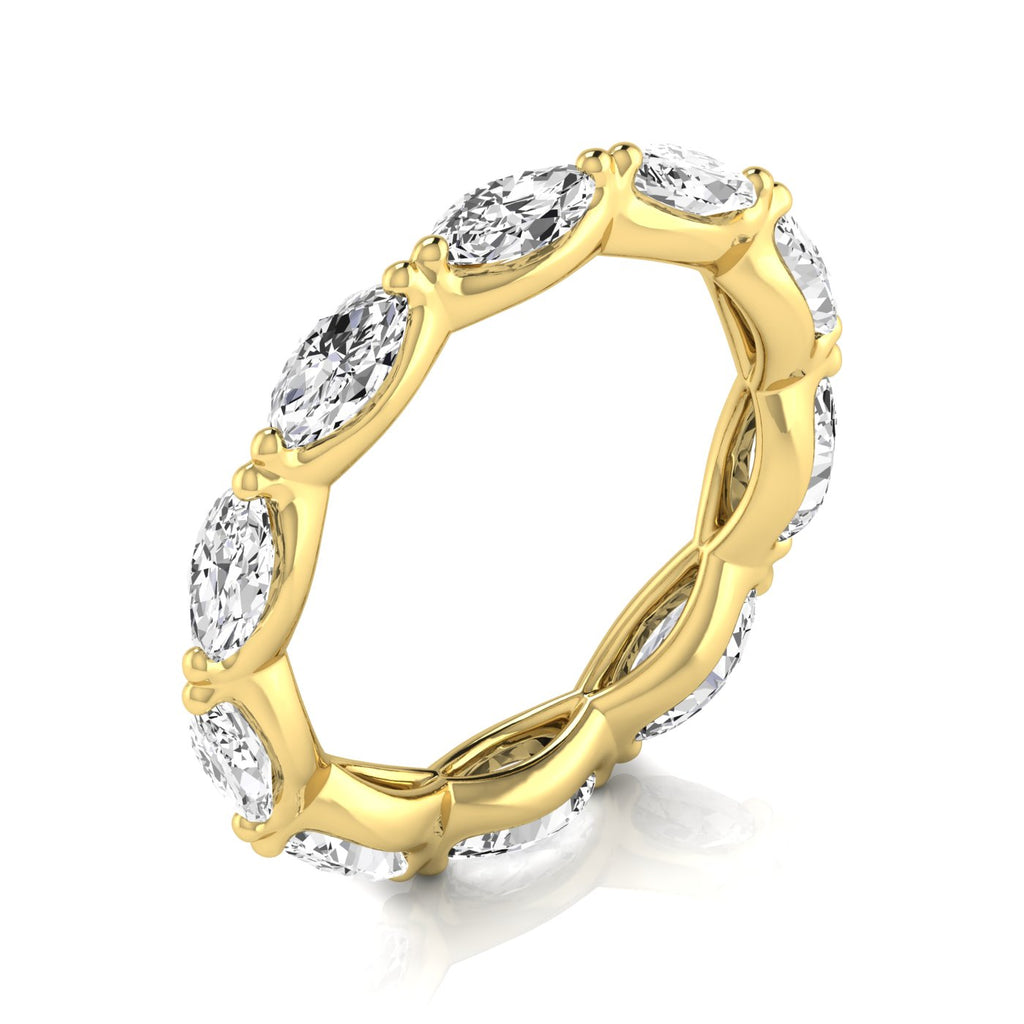 Marquise Cut Lab Grown Diamonds Eternity Ring Wedding Band 14K Yellow Gold (2.35ct)