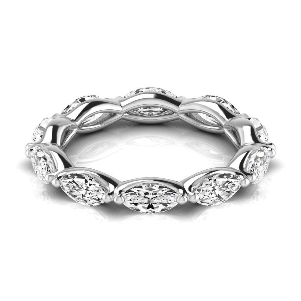 Marquise Cut Diamonds Eternity Ring Wedding Band 18K White Gold (2.35ct)