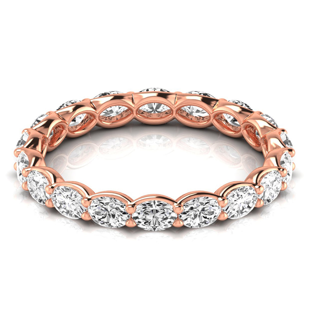Oval Cut Lab Diamonds Eternity Ring Wedding Band 14K Rose Gold (2.00ct)