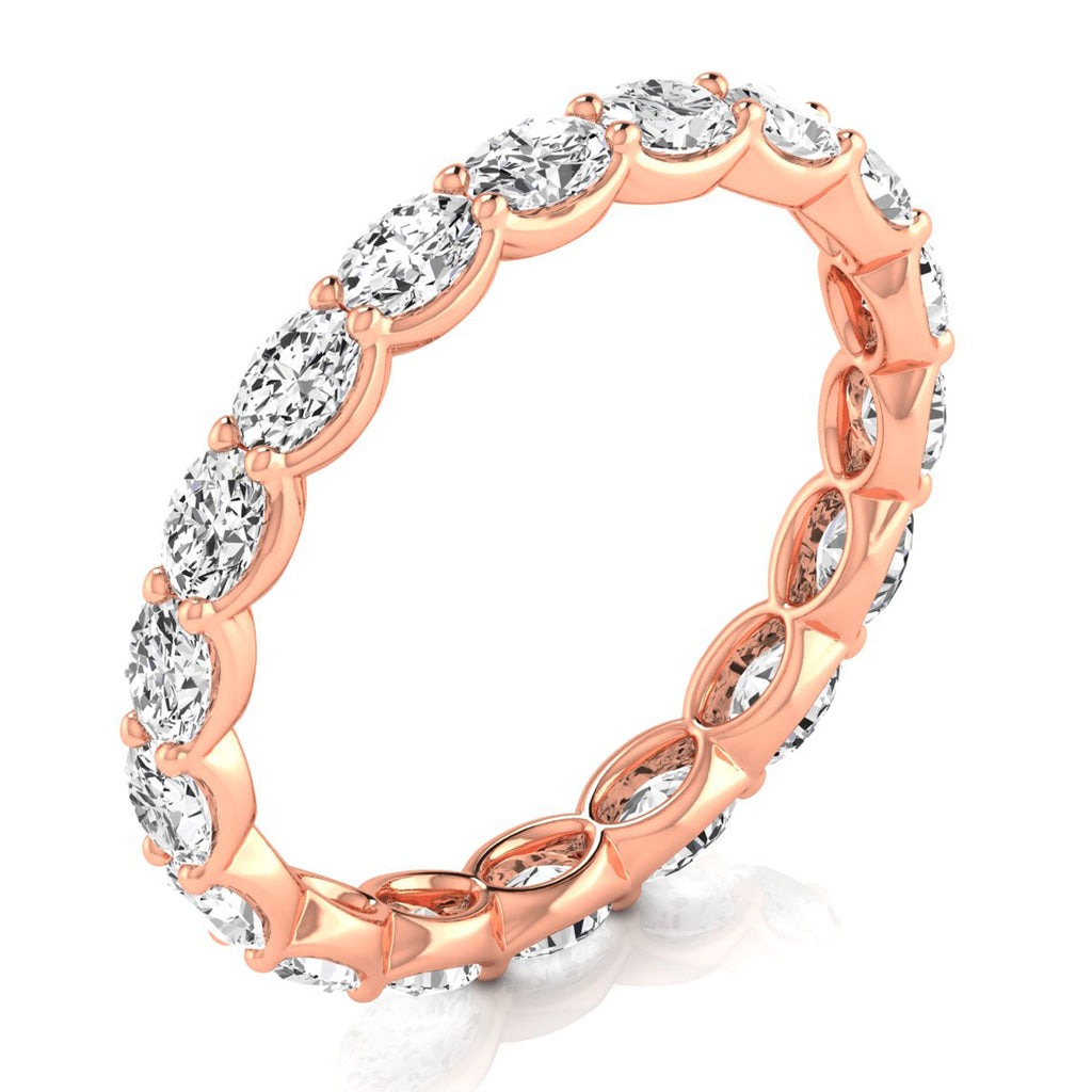Oval Cut Diamonds Eternity Ring Wedding Band 14K Rose Gold (2.00ct)