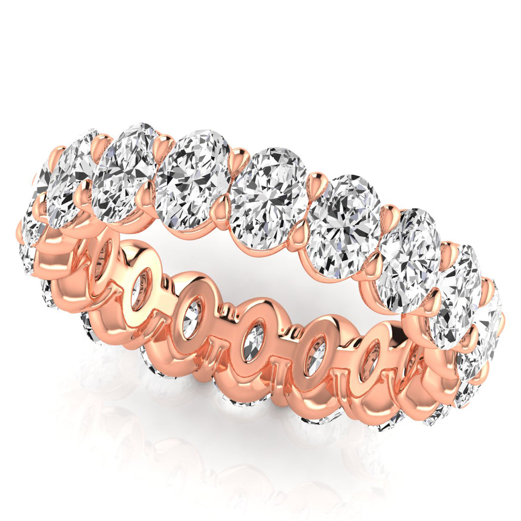 Oval Cut Diamonds Eternity Ring Wedding Band 14K Rose Gold (3.61ct)