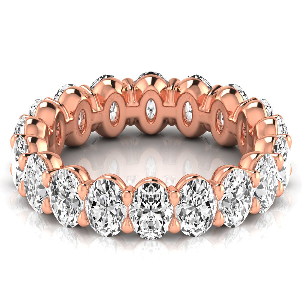 Oval Cut Diamonds Eternity Ring Wedding Band 14K Rose Gold (3.61ct)