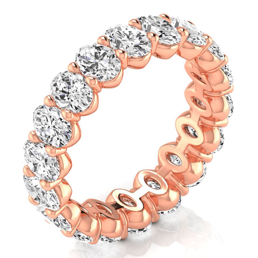 Oval Cut Diamonds Eternity Ring Wedding Band 14K Rose Gold (3.61ct)