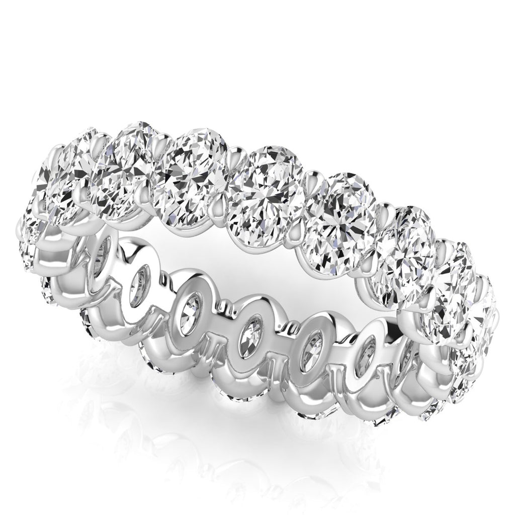 Oval Cut Diamonds Eternity Ring Wedding Band 14K White Gold (3.61ct)