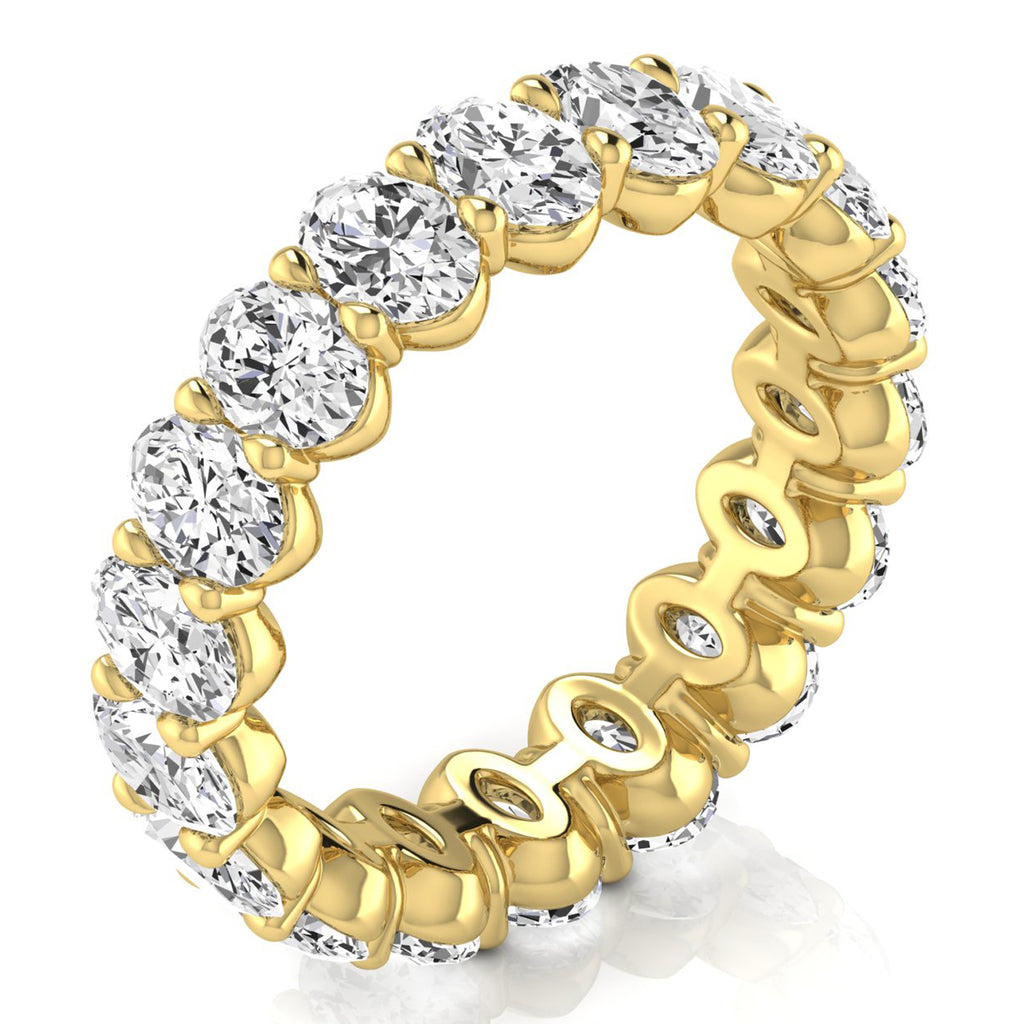 Oval Cut Diamonds Eternity Ring Wedding Band 18K Yellow Gold (3.61ct)