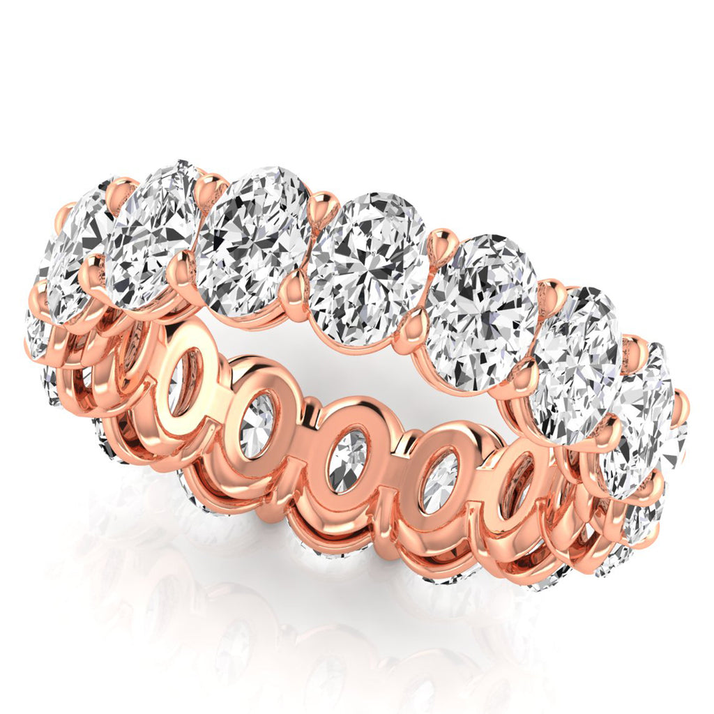 Oval Cut Diamonds Eternity Ring Wedding Band 14K Rose Gold (4.88ct)