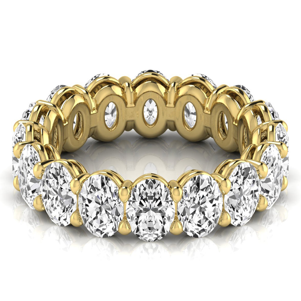 Oval Cut Diamonds Eternity Ring Wedding Band 14K Yellow Gold (4.88ct)