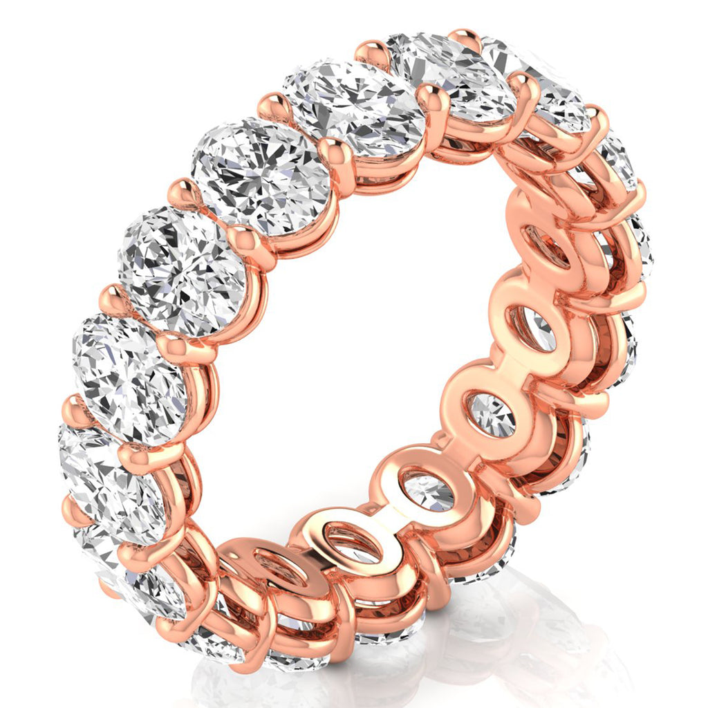 Oval Cut Lab Diamonds Eternity Ring Wedding Band 18K Rose Gold (4.88ct)