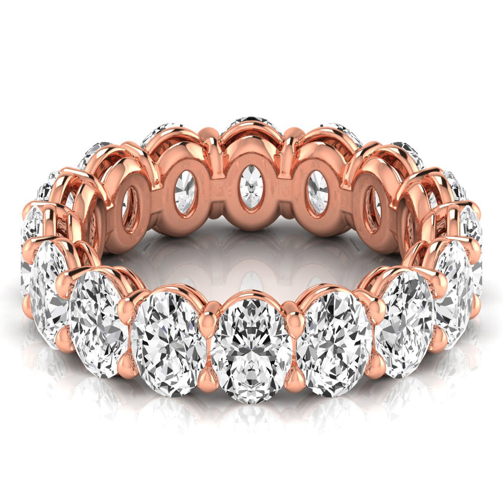 Oval Cut Diamonds Eternity Ring Wedding Band 18K Rose Gold (4.88ct)