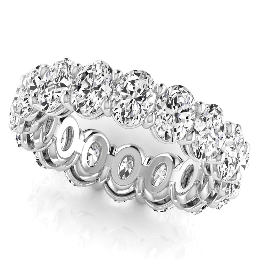 Oval Cut Diamonds Eternity Ring Wedding Band 18K White Gold (4.88ct)