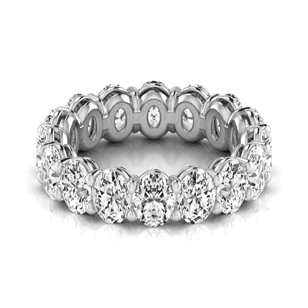 Oval Cut Diamonds Eternity Ring Wedding Band 18K White Gold (4.88ct)