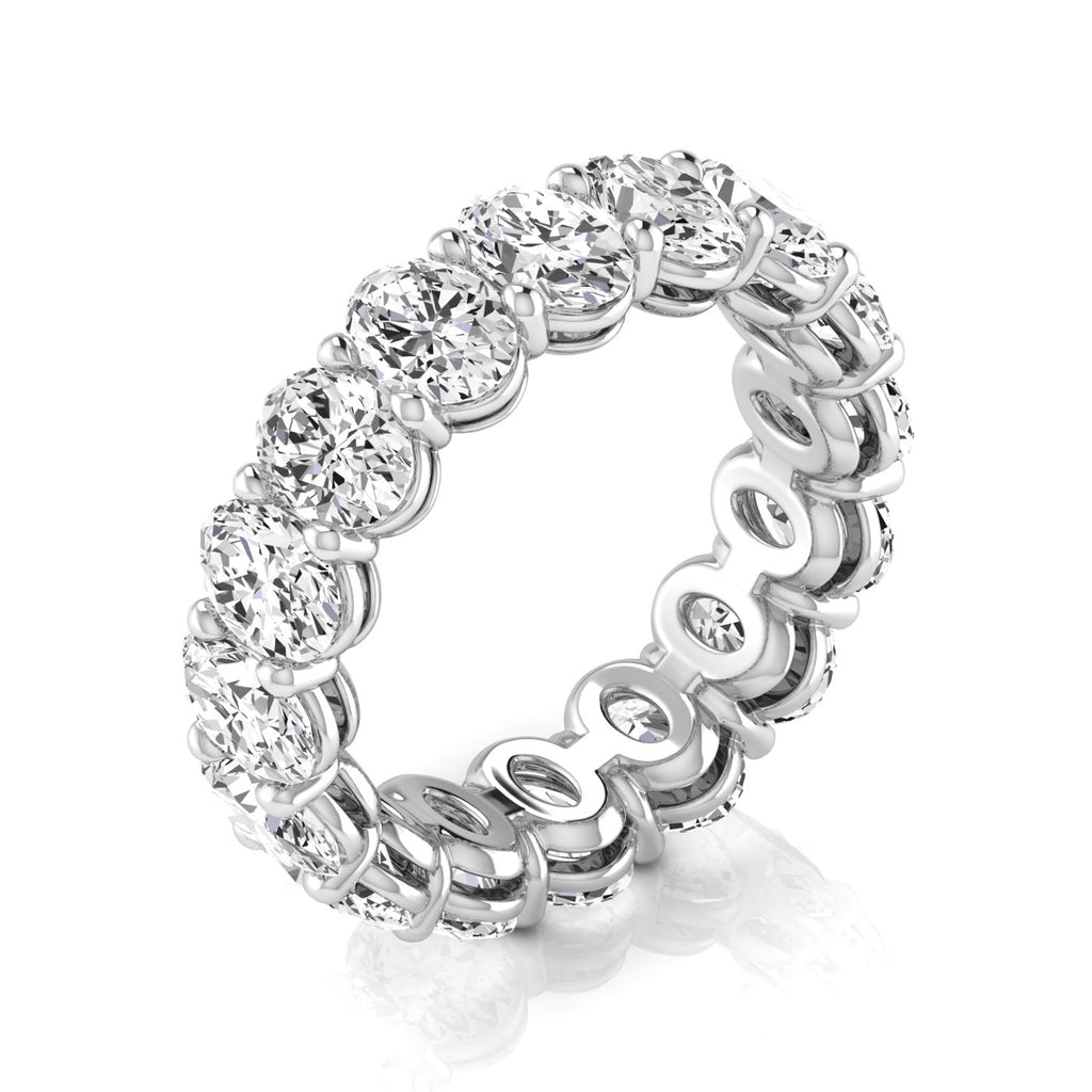 Oval Cut Diamonds Eternity Ring Wedding Band 18K White Gold (4.88ct)