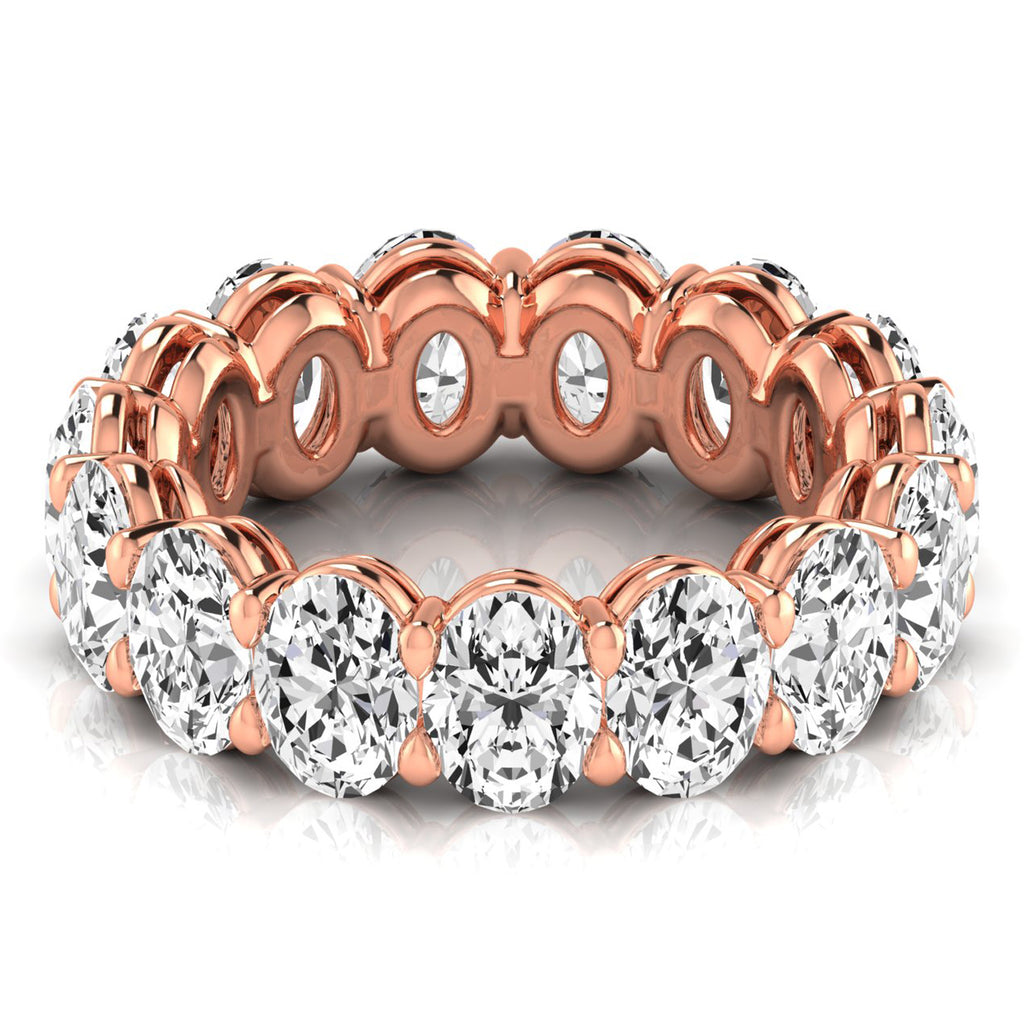 Oval Cut Lab Diamonds Eternity Ring Wedding Band 14K Rose Gold (7.20ct)
