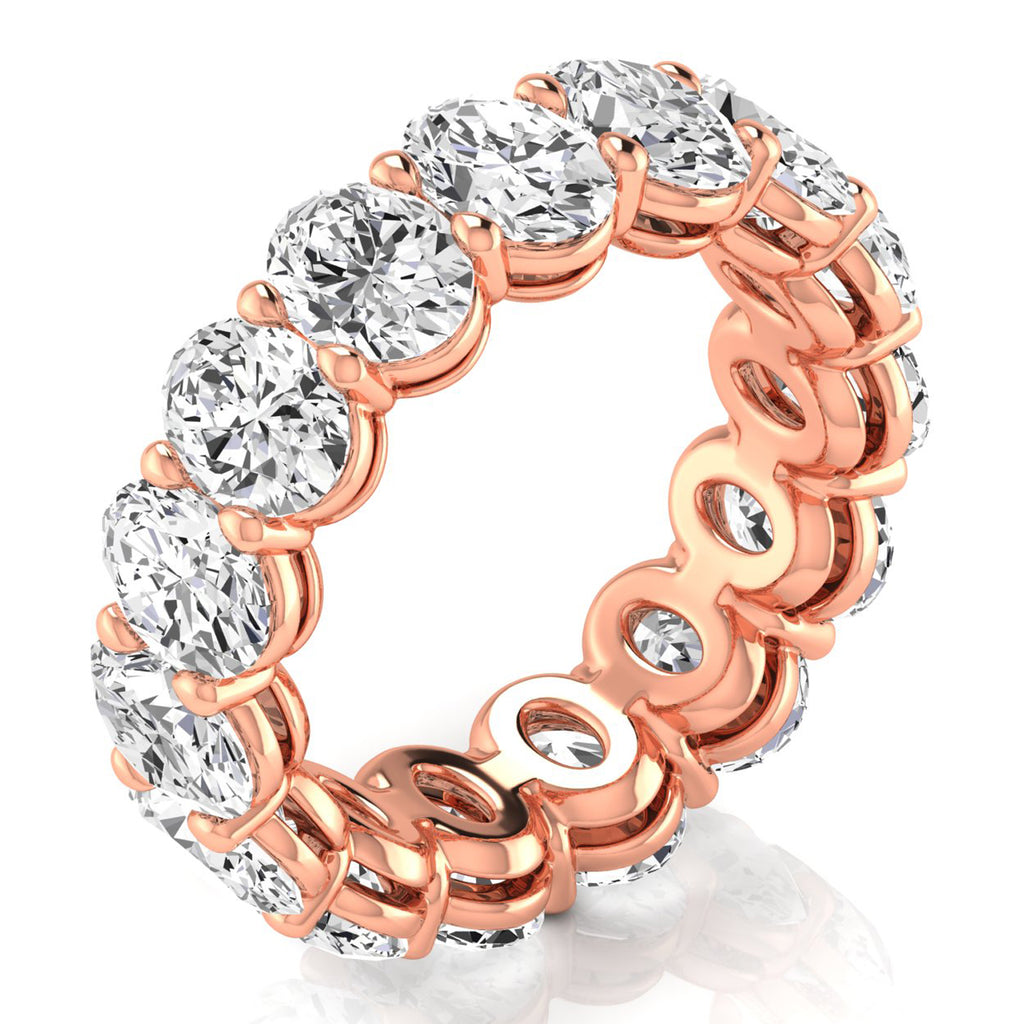 Oval Cut Lab Diamonds Eternity Ring Wedding Band 14K Rose Gold (7.20ct)