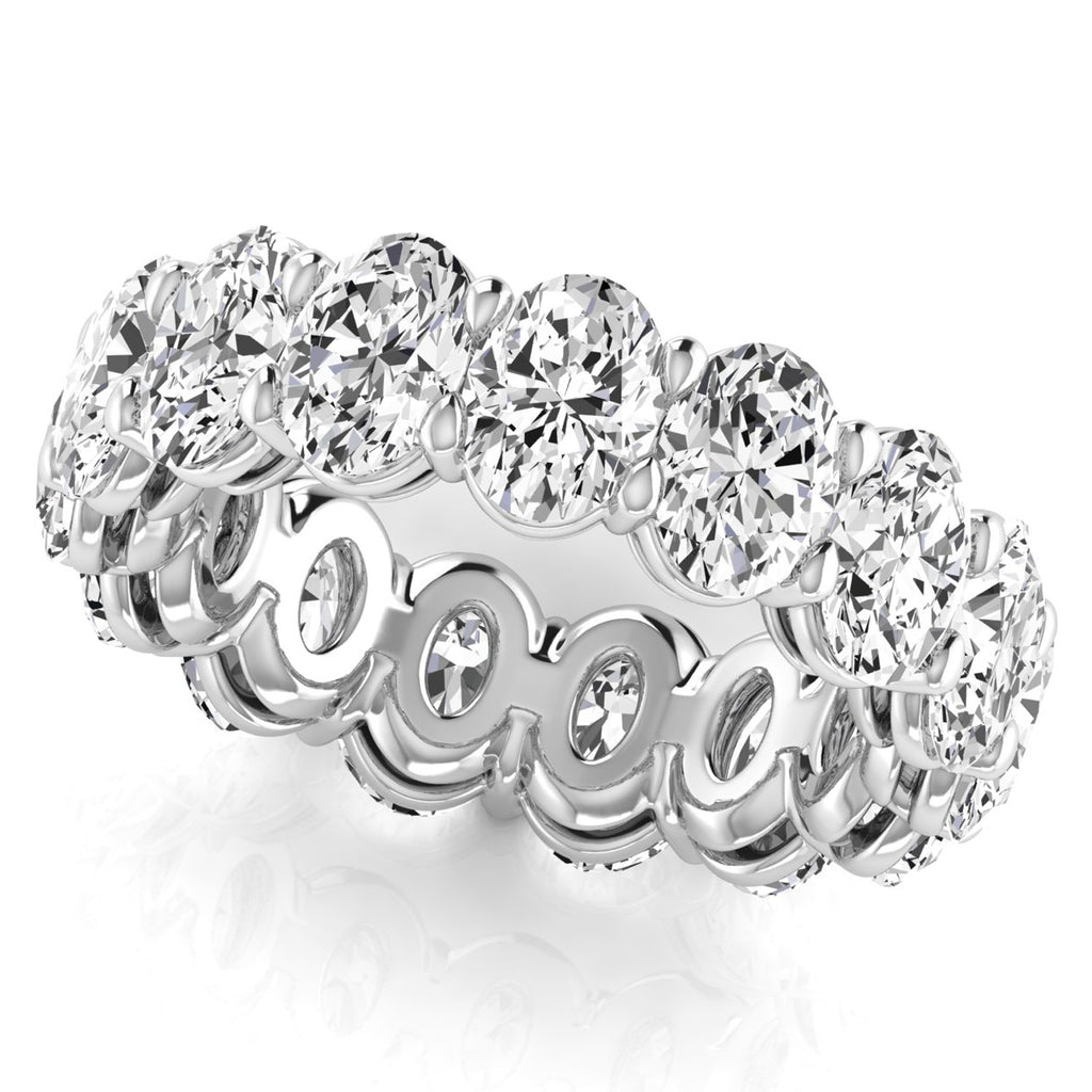Oval Cut Diamonds Eternity Ring Wedding Band 14K White Gold (7.20ct)