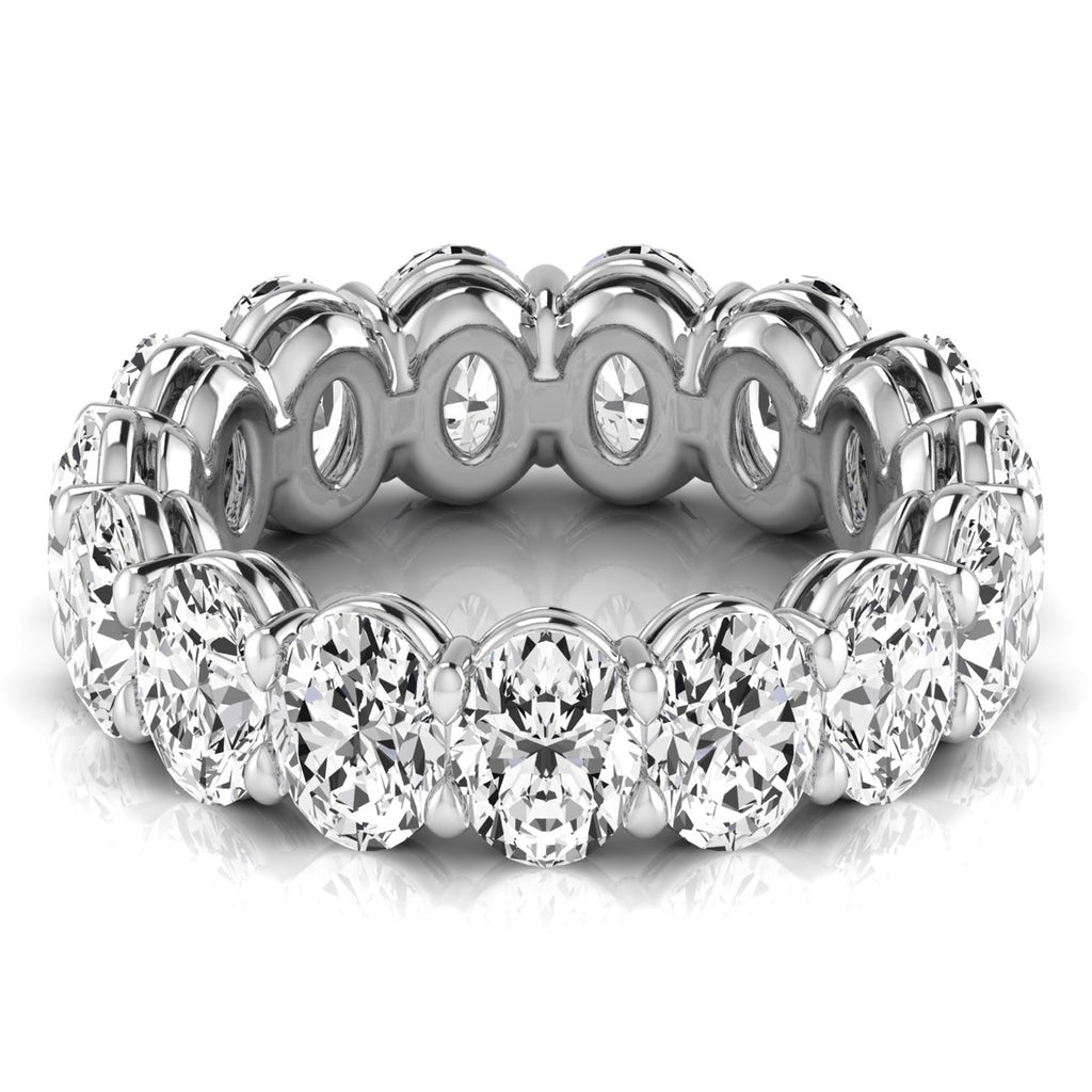 Oval Cut Diamonds Eternity Ring Wedding Band 14K White Gold (7.20ct)