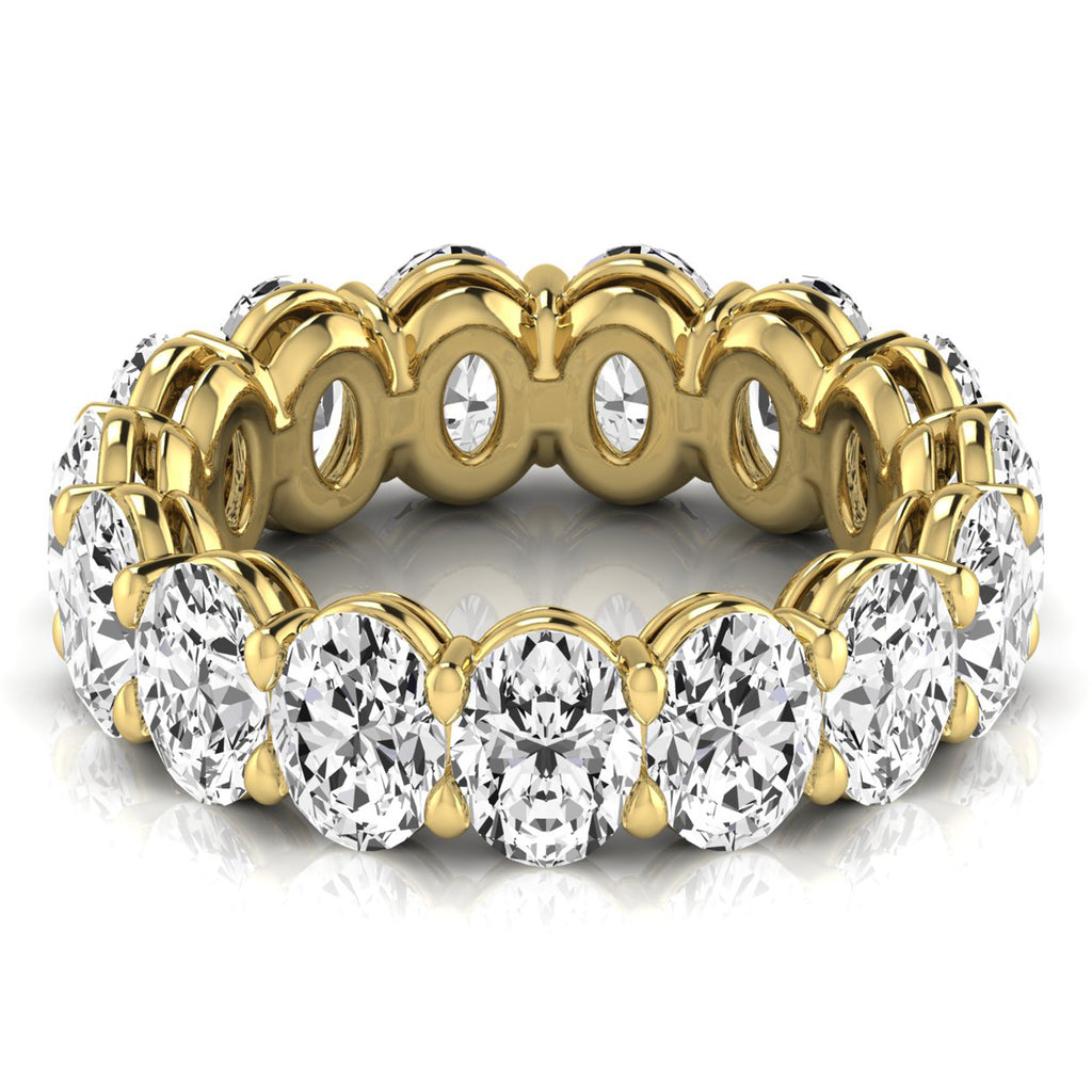 Oval Cut Diamonds Eternity Ring Wedding Band 14K Yellow Gold (7.20ct)