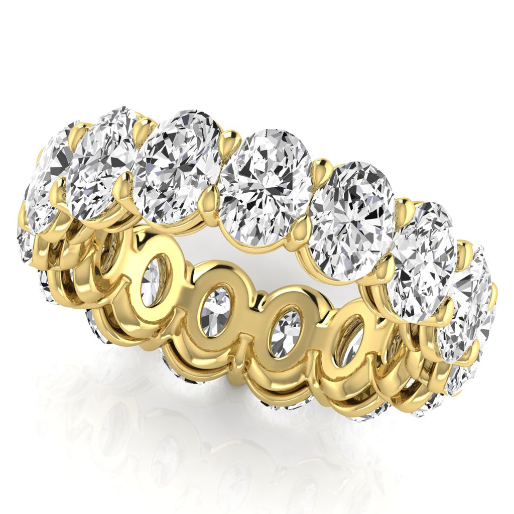 Oval Cut Diamonds Eternity Ring Wedding Band 18K Yellow Gold (7.20ct)