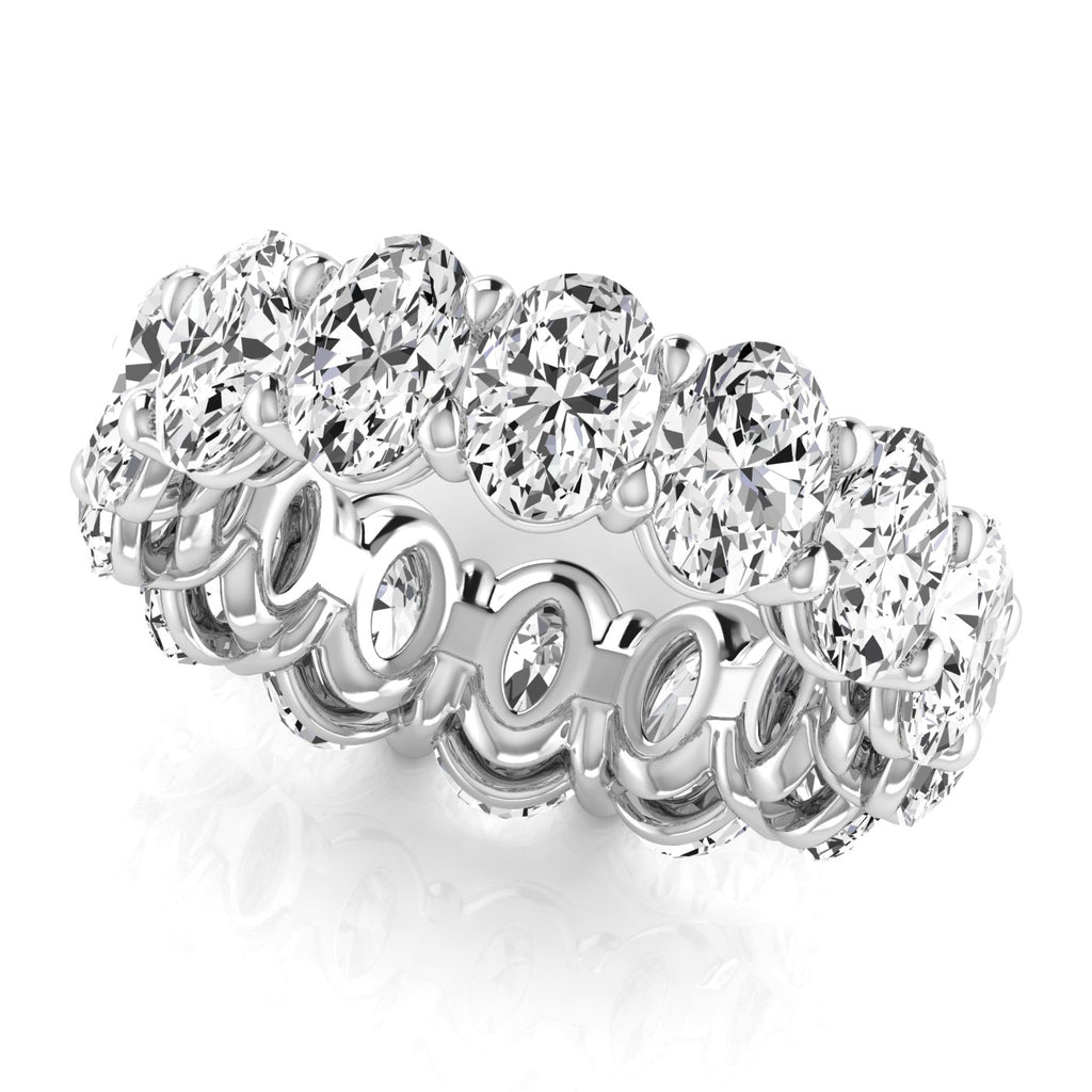 Oval Cut Lab Diamonds Eternity Ring Wedding Band 14K White Gold (9.87ct)