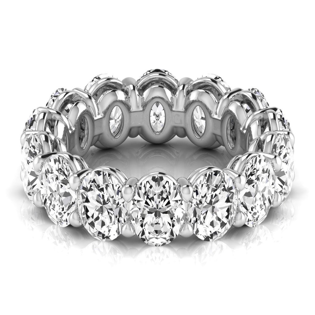 Oval Cut Lab Diamonds Eternity Ring Wedding Band 14K White Gold (9.87ct)