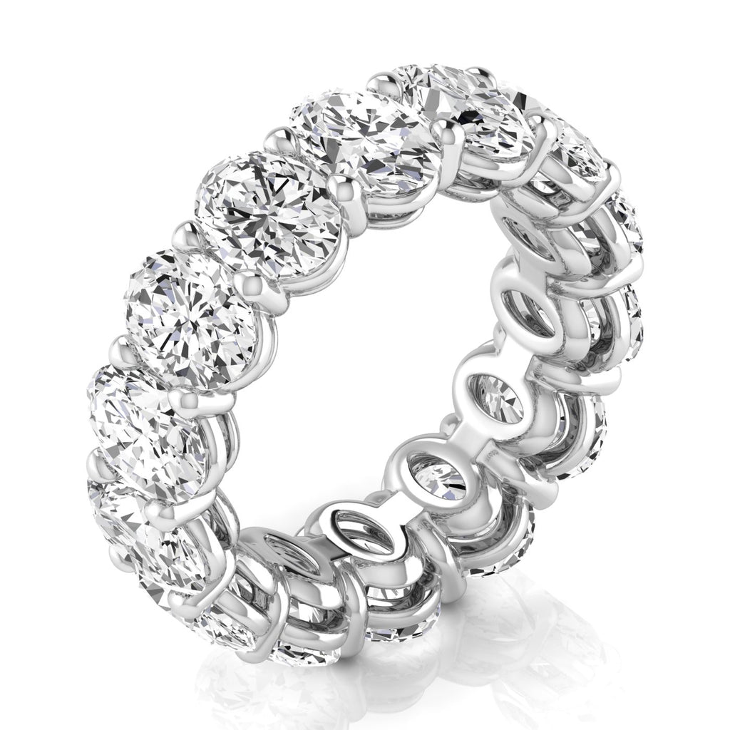 Oval Cut Lab Diamonds Eternity Ring Wedding Band 14K White Gold (9.87ct)