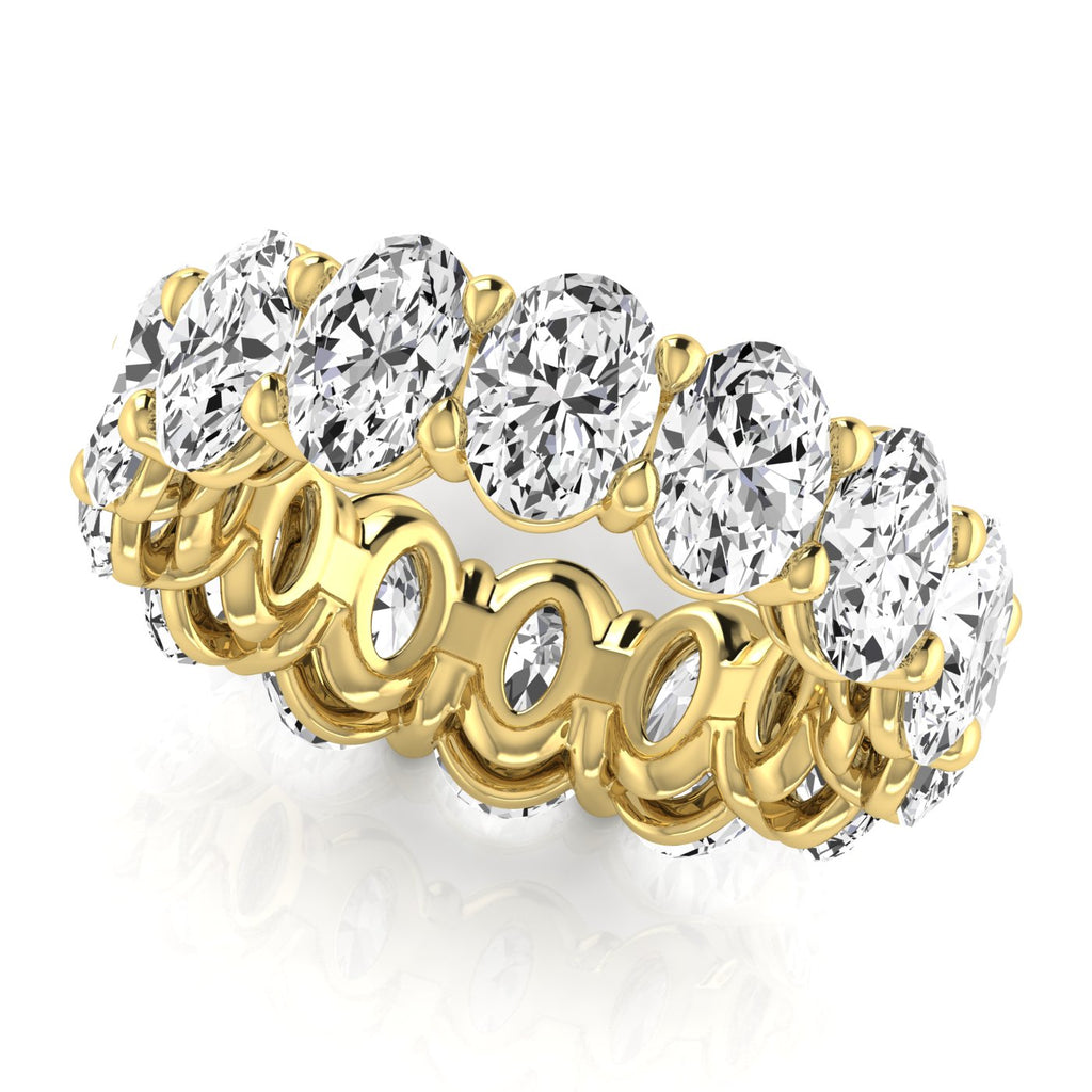 Oval Cut Lab Diamonds Eternity Ring Wedding Band 14K Yellow Gold (9.87ct)