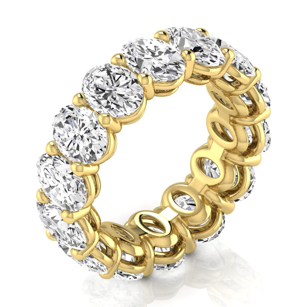 Oval Cut Lab Diamonds Eternity Ring Wedding Band 14K Yellow Gold (9.87ct)