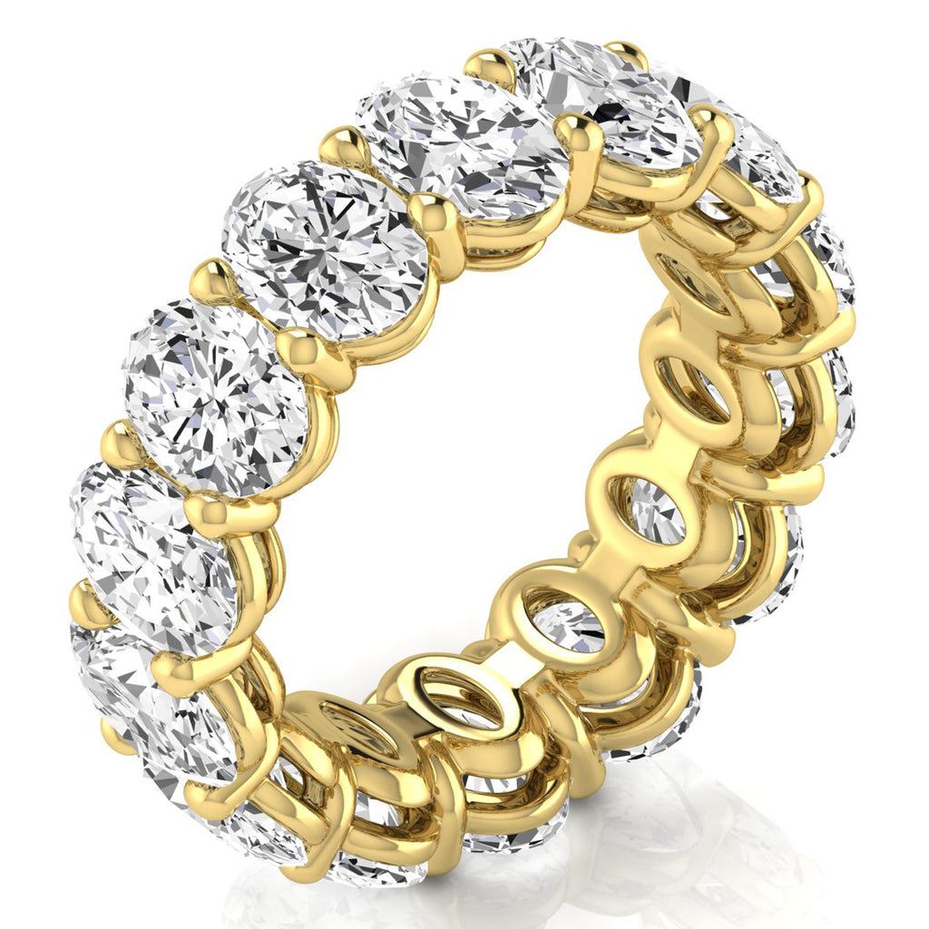 Oval Cut Diamonds Eternity Ring Wedding Band 14K Yellow Gold (9.87ct)