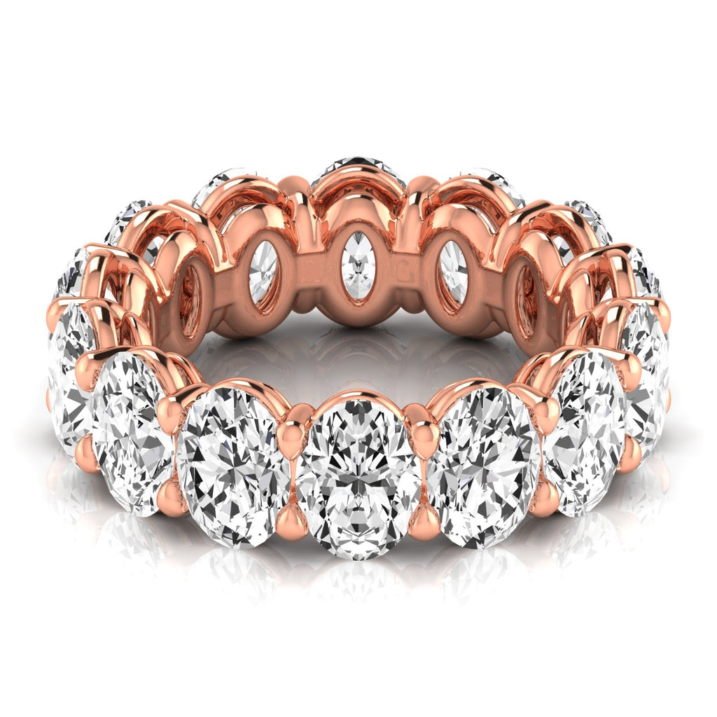 Oval Cut Lab Diamonds Eternity Ring Wedding Band 18K Rose Gold (9.87ct)