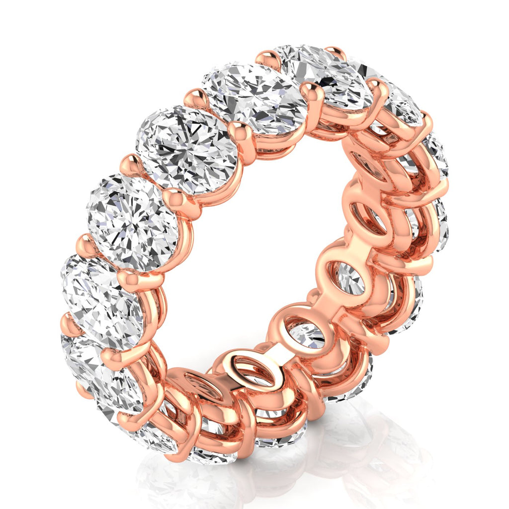 Oval Cut Lab Diamonds Eternity Ring Wedding Band 18K Rose Gold (9.87ct)