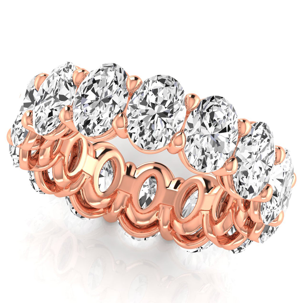 Oval Cut Diamonds Eternity Ring Wedding Band 18K Rose Gold (9.87ct)