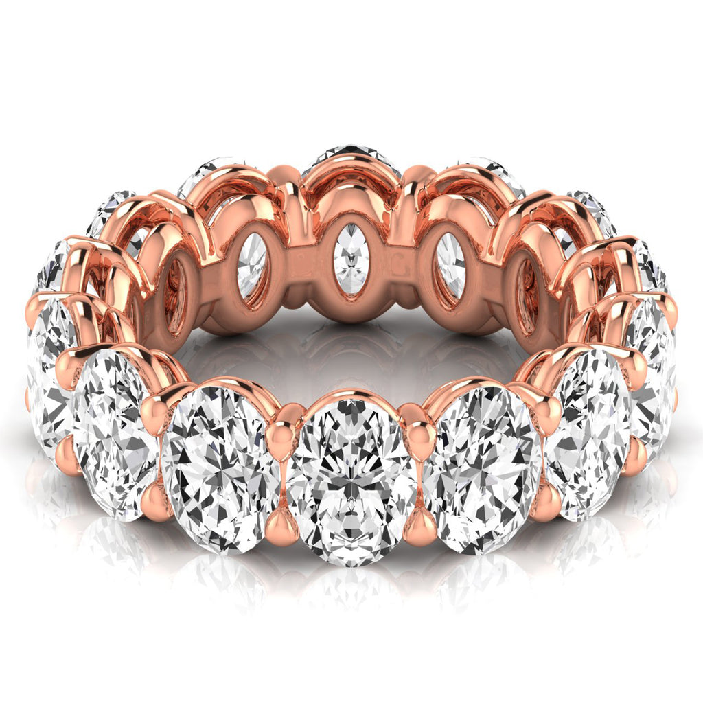 Oval Cut Diamonds Eternity Ring Wedding Band 18K Rose Gold (9.87ct)