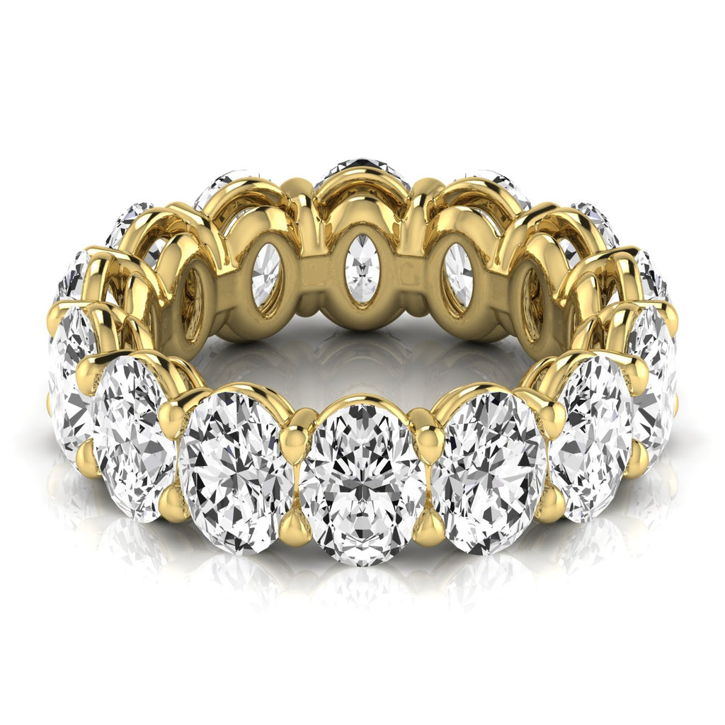 Oval Cut Lab Diamonds Eternity Ring Wedding Band 18K Yellow Gold (9.87ct)