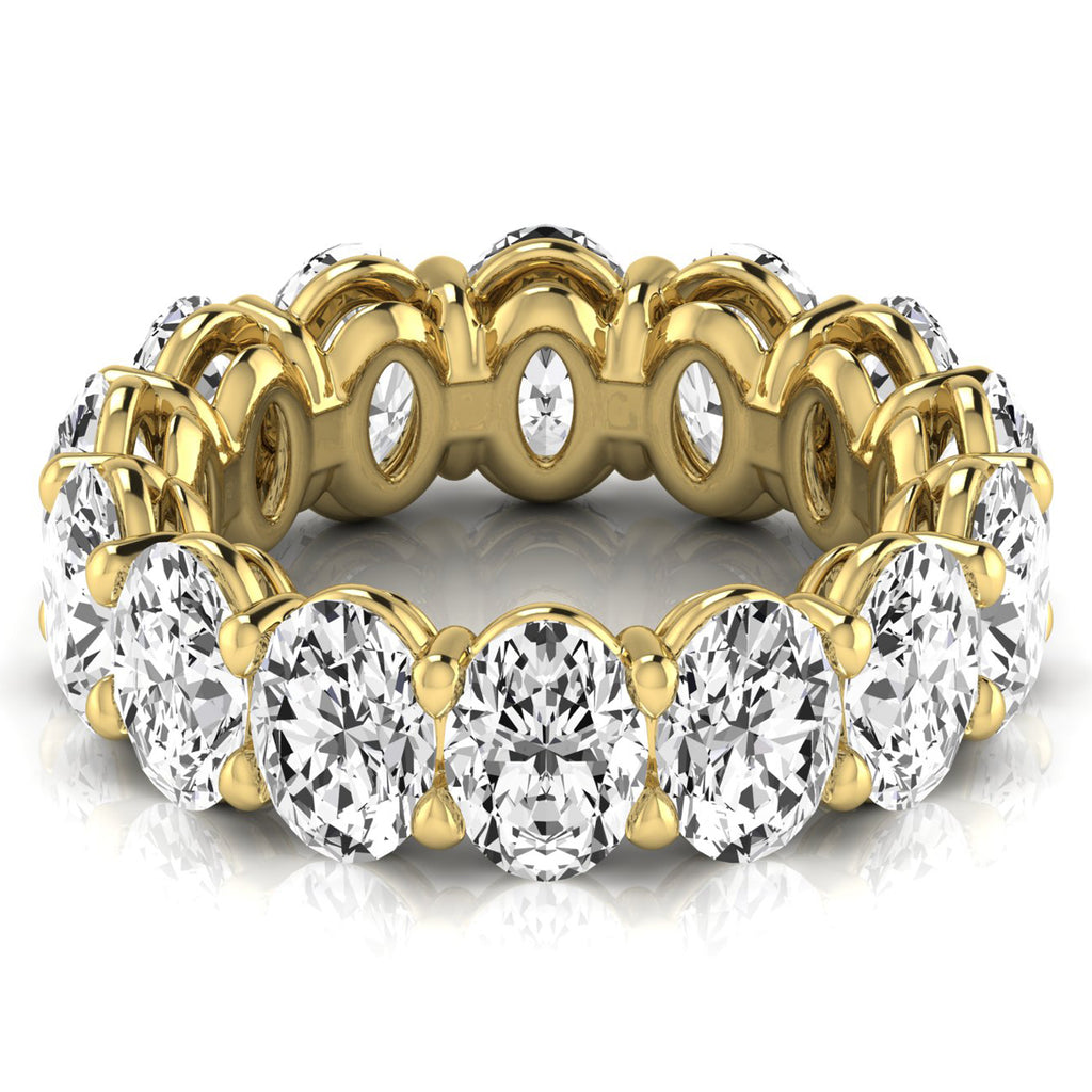Oval Cut Diamonds Eternity Ring Wedding Band 18K Yellow Gold (9.87ct)